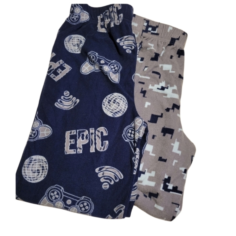 Boys 2 Pack Cuddl Duds Blue and Gray Pajama Pants - Picture 1 of 5